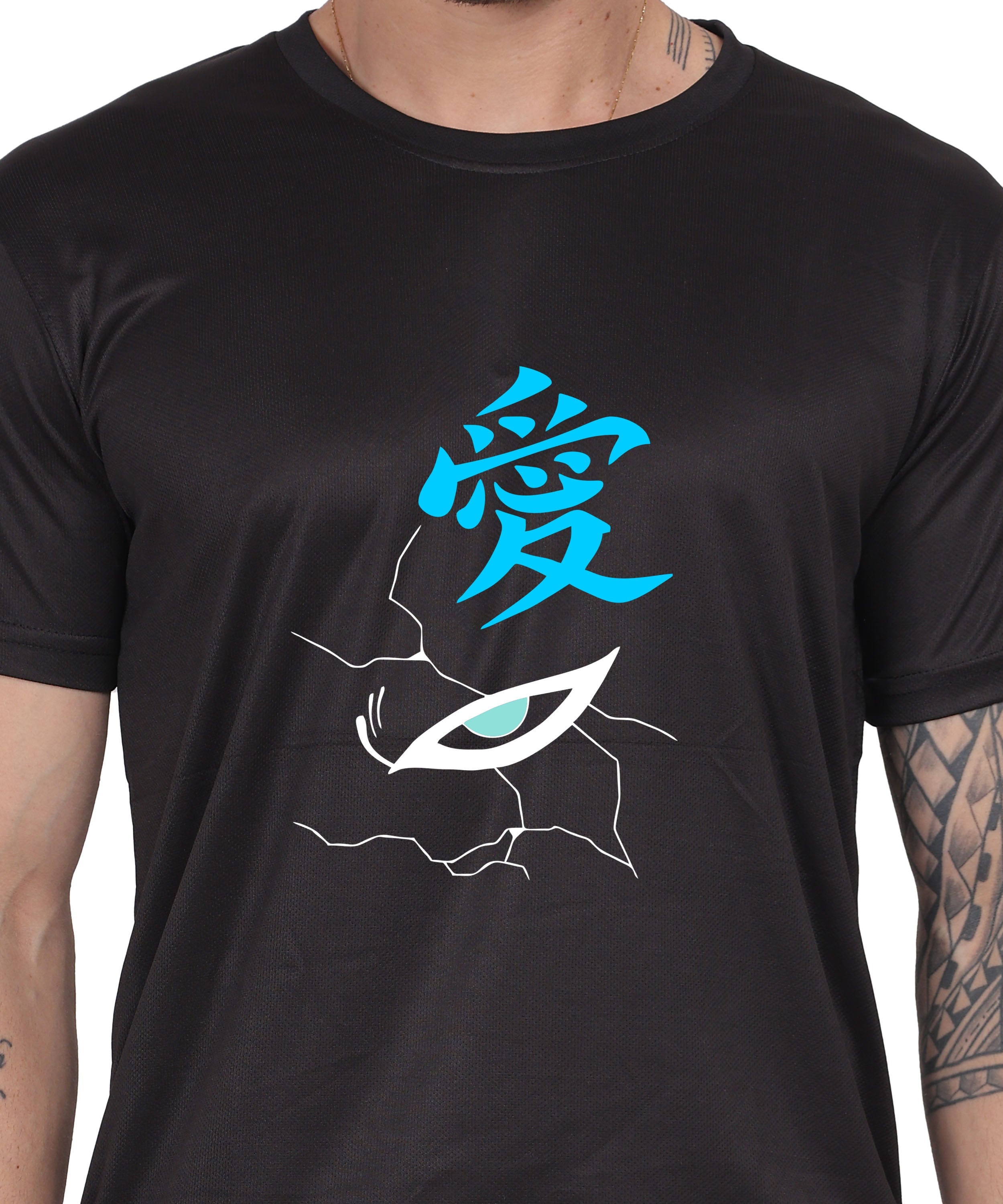 Generic Hooded Figure Graphic T-Shirt, Black Cotton, Short Sleeve, Regular Fit, Crew Neck