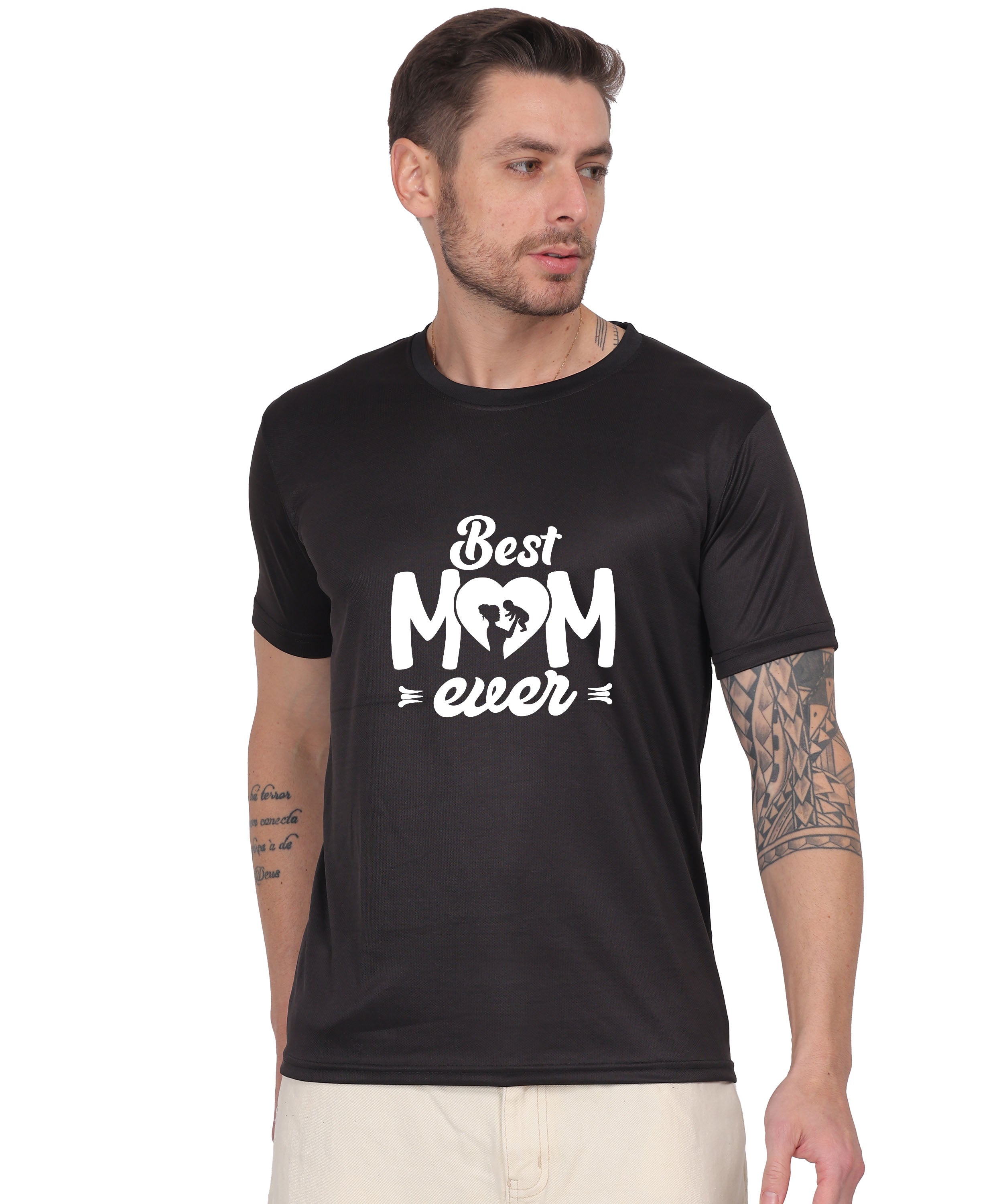 Best Mom Ever Graphic T-Shirt, Black Cotton, Round Neck, Short Sleeve, Regular Fit
