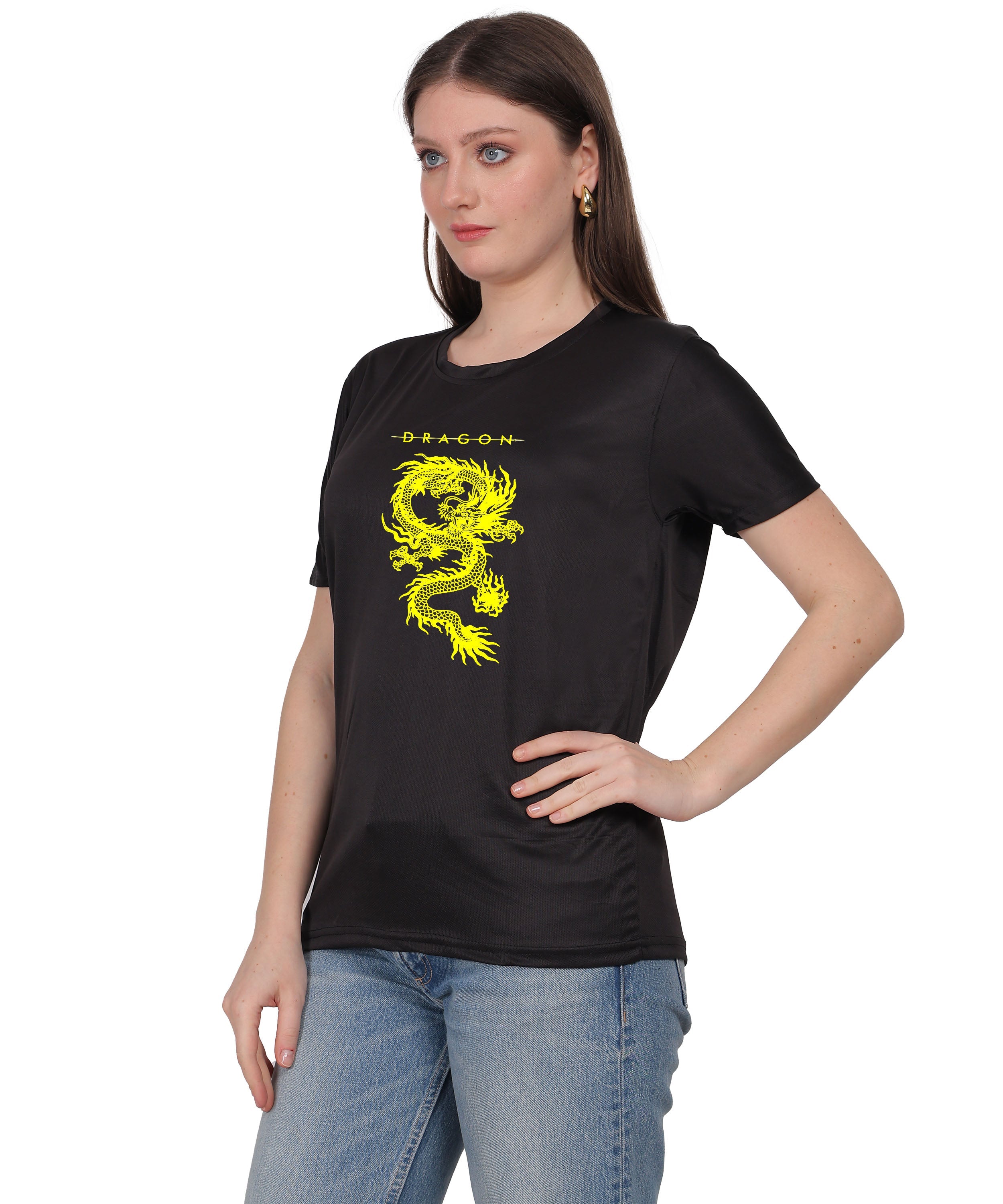Dragon Graphic Print Cotton T-Shirt, Short Sleeve, Crew Neck, Casual Wear