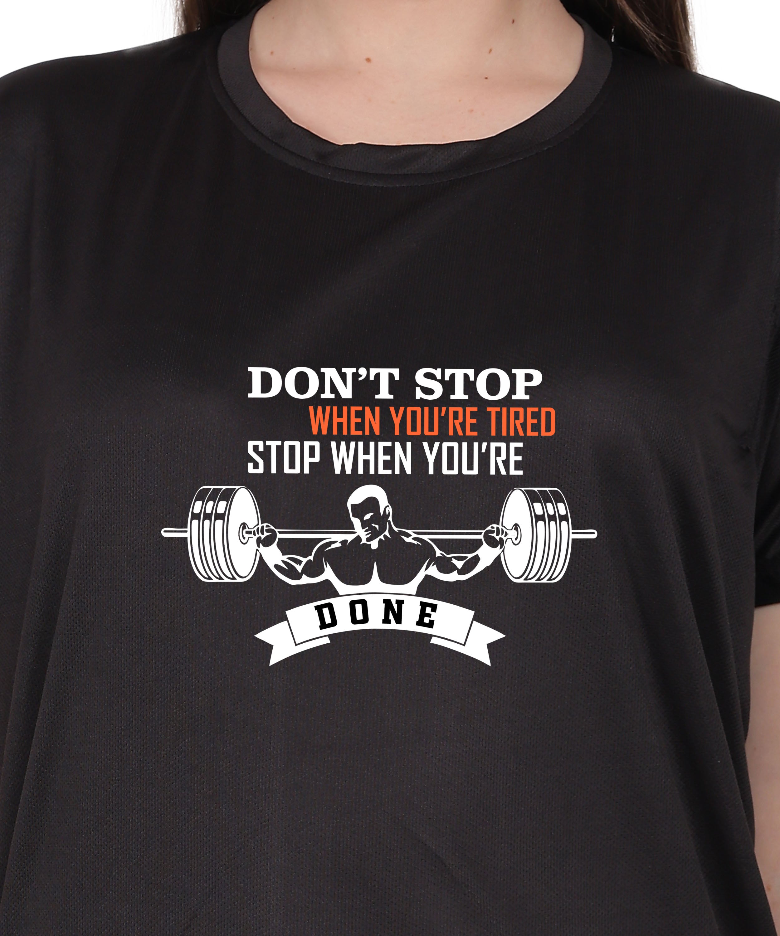 Motivational Gym Workout T-Shirt, Cotton, Short Sleeve, Regular Fit, Barbell Design