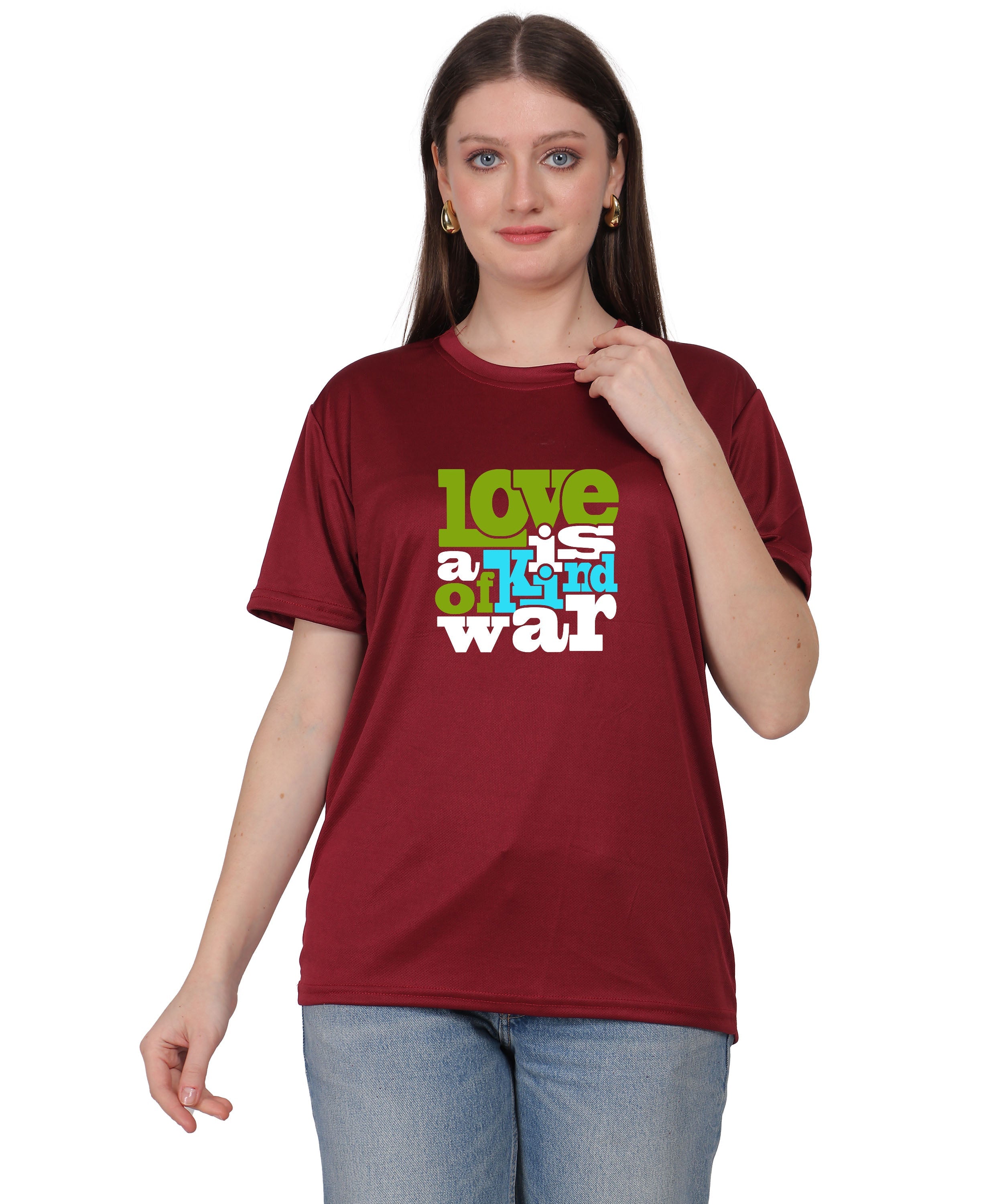Love is a Kind of War Graphic T-Shirt, Black Cotton Blend, Short Sleeve Crew Neck, Regular Fit