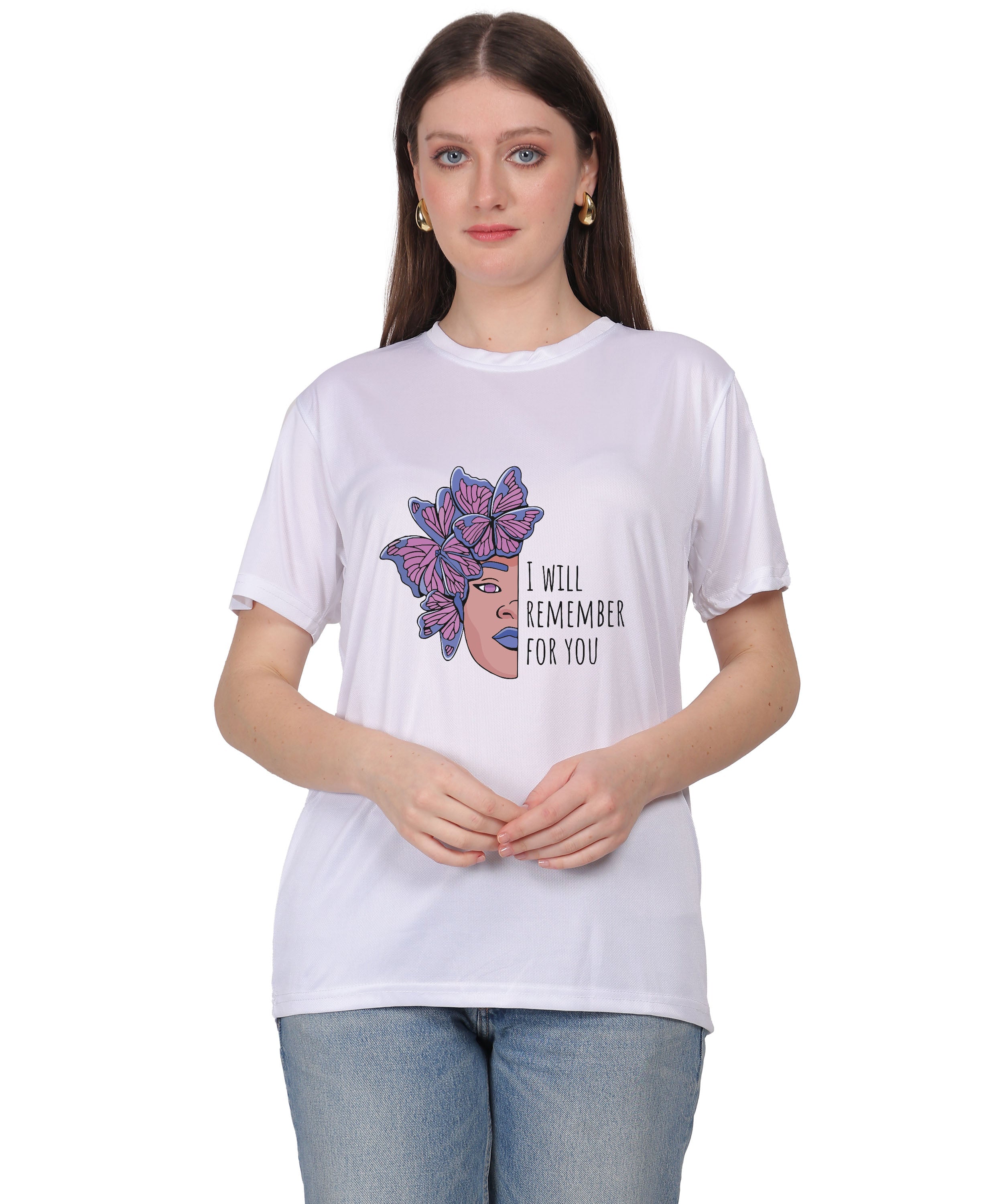 I Will Remember For You Butterfly Design T-Shirt, Black Cotton Blend, Short Sleeve Graphic Tee