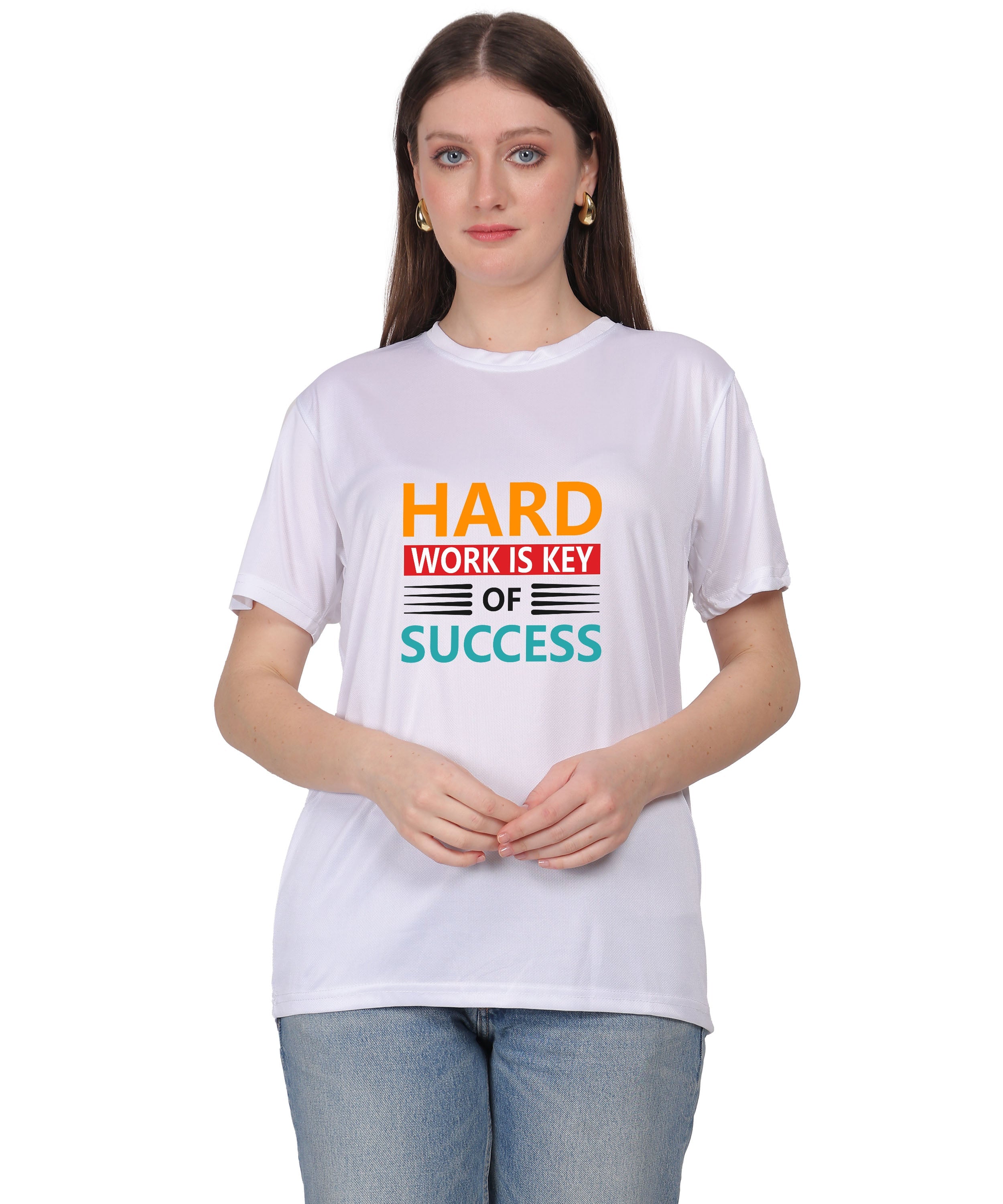 Hard Work is Key of Success Motivational Graphic T-Shirt, Black Cotton Blend, Short Sleeve, Regular Fit
