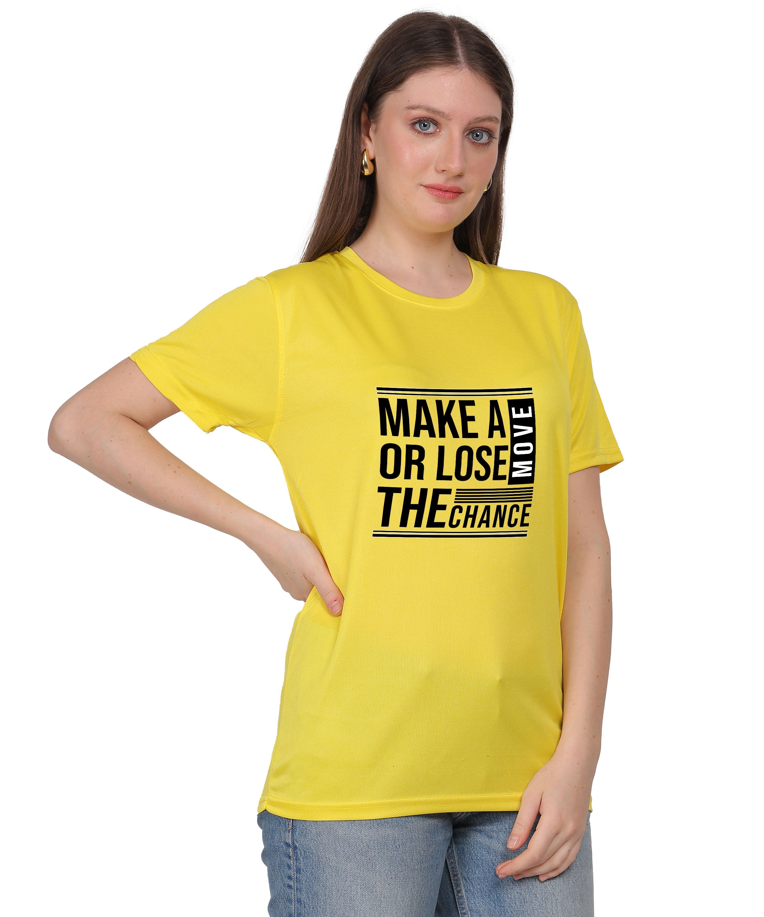 Motivational Graphic T-Shirt, Cotton Blend, Short Sleeve, Regular Fit, Make A Move Design
