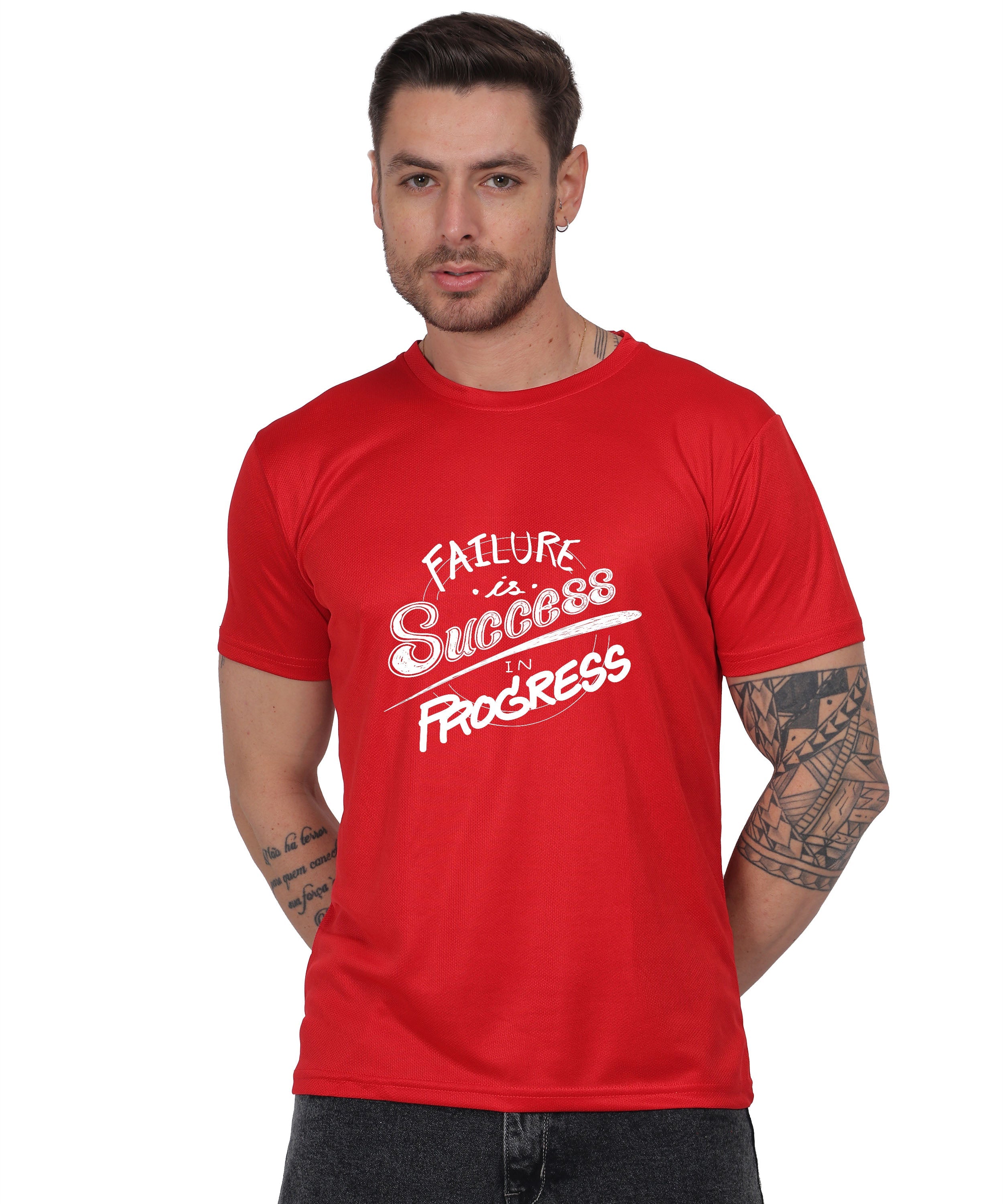 Failure is Success in Progress Graphic T-Shirt, Black Cotton, Round Neck, Short Sleeve