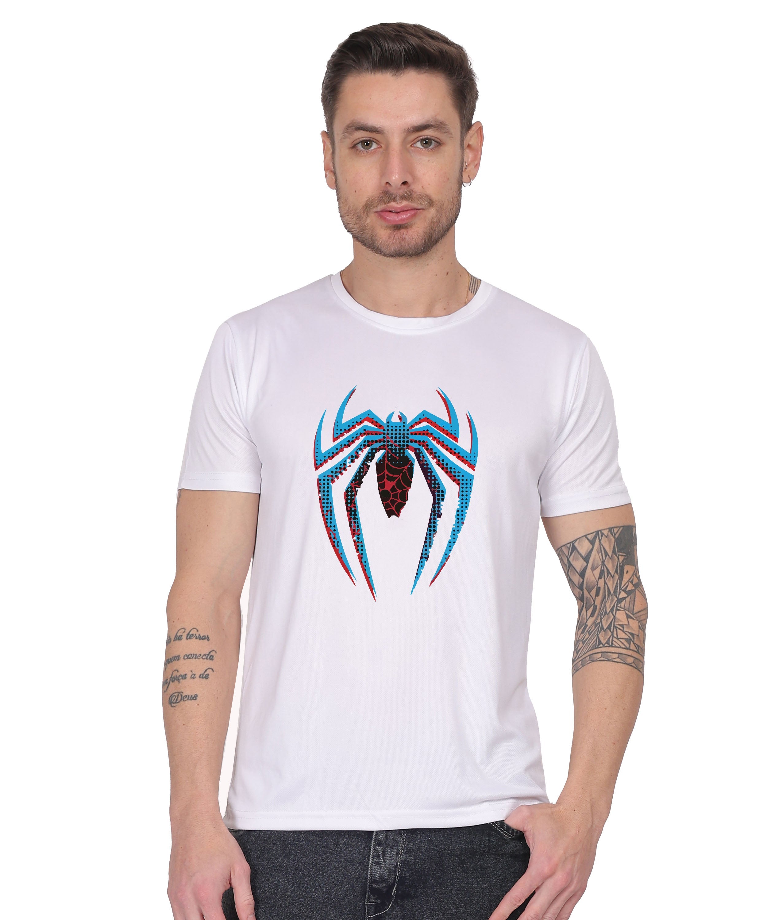 Generic Spider Graphic T-Shirt, Black Cotton, Short Sleeve, Regular Fit, Crew Neck