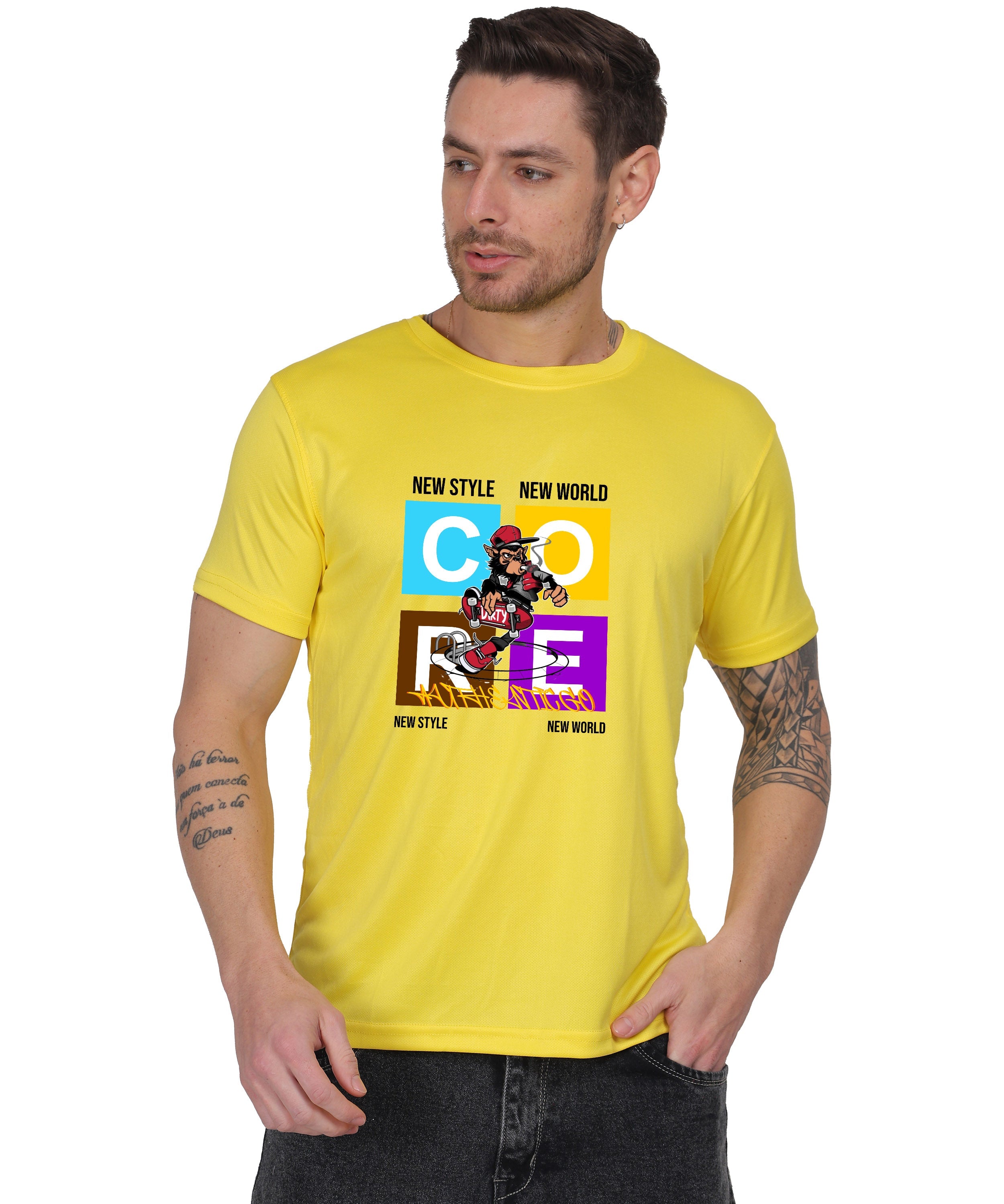 Generic New Style New World Monkey Graphic Cotton T-Shirt, Black, Regular Fit, Short Sleeve, Crew Neck